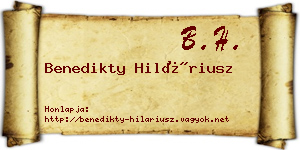 Benedikty Hiláriusz névjegykártya